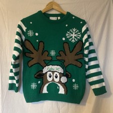 Celtic FC Christmas Jumper Age 9-10 Green White Reindeer Christmas Sweater