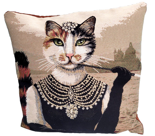Cat tapestry cushion - tapestry,