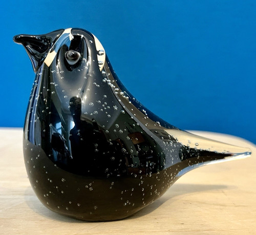 Black bubble art - glass, bird