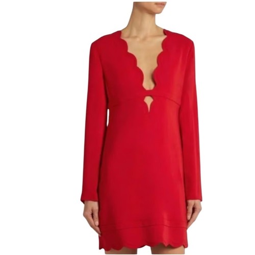Alc red scalloped neck - scalloped, v-neck