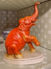 Cortendorf Elephant Figurine Vintage West German Red/Turquoise Glaze