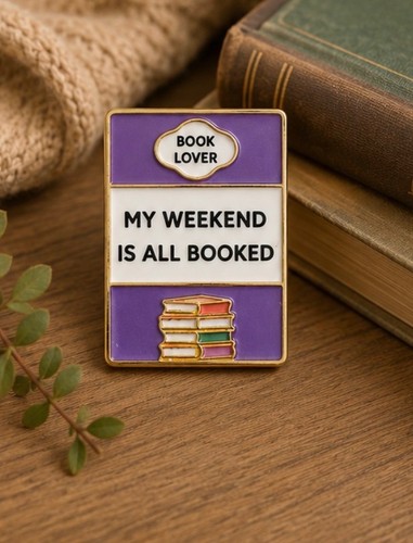 Book lover enamel pin - book,