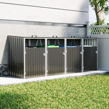 Four Wheelie Bin Storage Metal Store Cover Garden Rubbish Dustbin 4 Sheds House