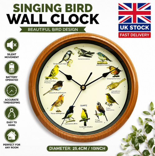 Singing bird wall - bird, clock