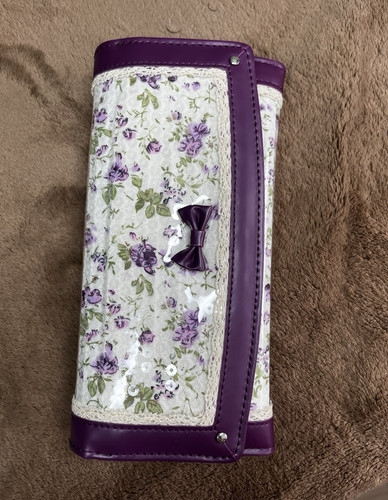 Purple floral clutch wallet - floral,