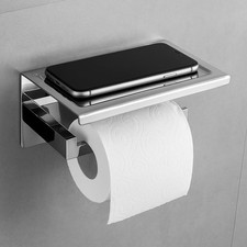 Manissa Toilet Roll Holder with Mobile Phone Shelf Wall Mounted Bathroom Accesso