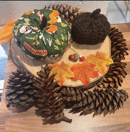 Fox pumpkin display fir cones - pumpkin,