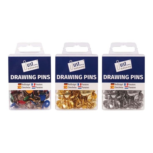 Drawing pins assorted - drawing, colours