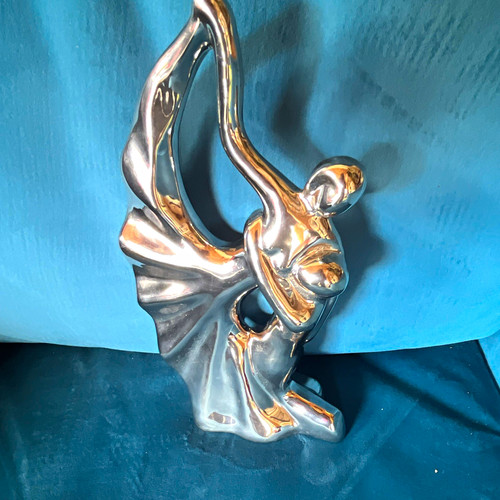Silver tone abstract dancing - silver,