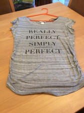 ladies clothes size xs H&M Mama Grey Flecked Viscose Perfect Short Sleeved Top