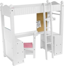 White Doll Bunk Bed with Desk Olivia's World 18" Wooden Furniture Toy Girls