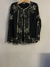 Boohoo Stunning Black & Gold Sequin Detail Over Top Jacket - Size 16