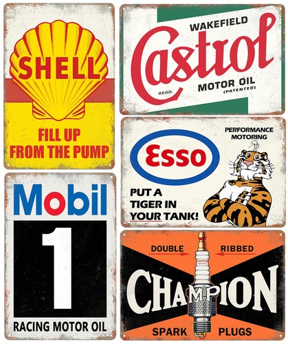 Vintage metal tin signs garage - vintage,