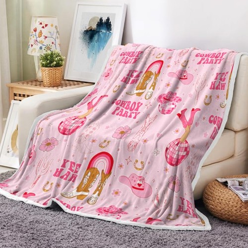 Boho pink fleece throw - boho,