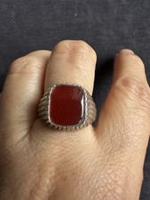Vintage Hallmark   Sterling Silver Carnelian   Ring -UK Size R