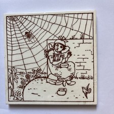 RARE MINTONS 19TH CENTURY TILE - NURSERY RHYMES - LITTLE MISS MUFFET and SPIDER