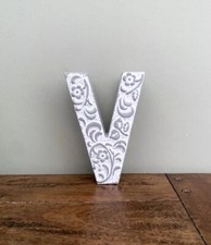 NEXT Vintage Carved Letter V Ornament Alphabet Monogram - Brand New