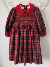 Sarah Louise Red/Green Tartan Hand Smocked Dress age 2 years