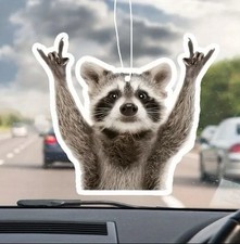 Funny Raccoon Car Air Freshener Rock Hand Gesture Scented Animal Novelty