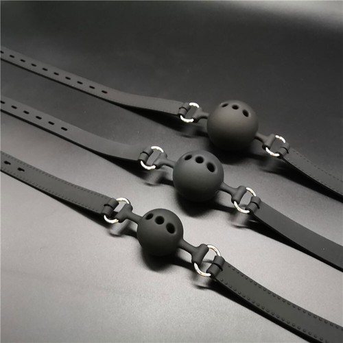 Silicone open mouth ball gag - open,