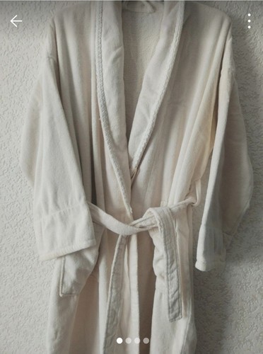 Cream towelling dressing gown - towelling,