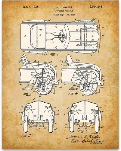 Peddle car patent art - car,