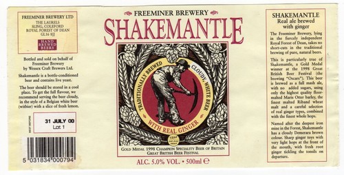 Beer label freeminer brewery - label:,