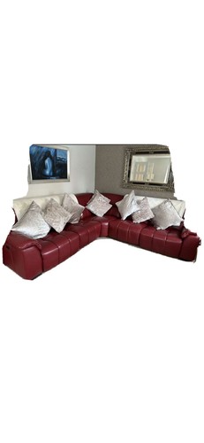 Red leather corner sofa - corner,