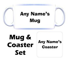 PERSONALISED Any Name Print Ceramic Mug & Coaster Christmas Birthday Gift