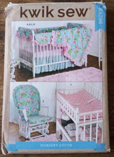 Kwik Sew 4296 Nursery Decor Baby Cot Crib Sheet Blanket Quilt Chair Cover UNCUT