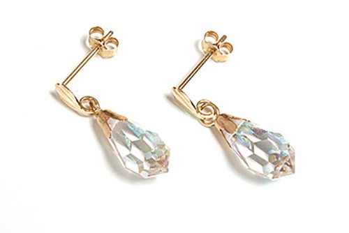 9ct gold crystal teardrop - ab,