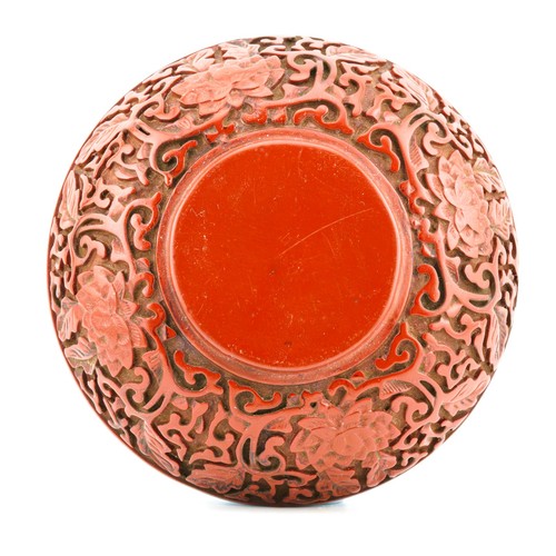 Chinese carved cinnabar box - cinnabar,