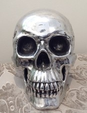 Chrome skull ornament large - ornament,,