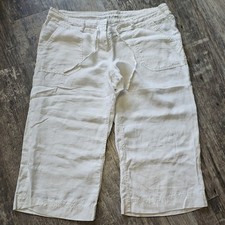 Atmosphere Summer Linen White Wide Leg Loose Capri UK 12