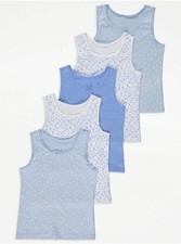 Girls 5 Pack Blue Floral Vests