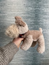 Little white company soft toy puppy bertie dog brown red scarf 11” long yorkie