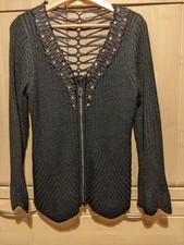 Womens Black Embellished Full