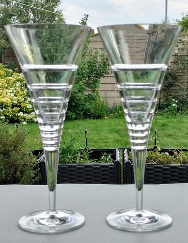 Pair tall heavy cut crystal - tall,