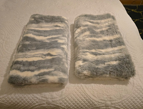 Large grey white - white, faux