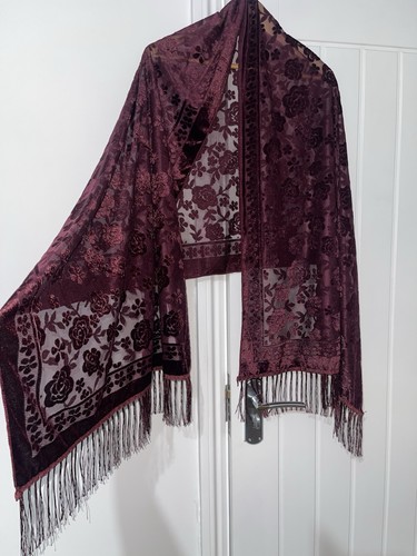 Dark wine velvet shawl - velvet,