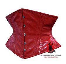 Red PVC Corset Waist Training Waspie Corset Underbust Steel Boned Red Corset