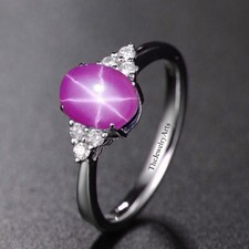 Vintage ruby ring pink star - ring,