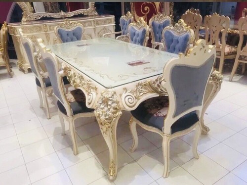 Rococo style glass top dinning - glass,