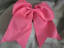 LADIES GIRLS CHEERLEADING LARGE HAIR BOW RIBBON FASHION 7" PONYTAIL ELASTIC 
