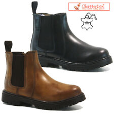 BOYS CHELSEA LEATHER BOOTS BROGUE DEALER SCHOOL ANKLE KIDS INFANTS SHOES SIZE