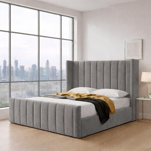 Plush velvet wingback bed - plush,
