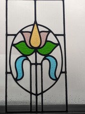 Renovated Compact Edwardian Stained Glass Panel