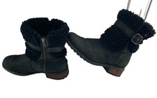 UGG woman's Boots Black nubuck Leather Biker Ankle Boots Zip Size UK 6.5 EU 39
