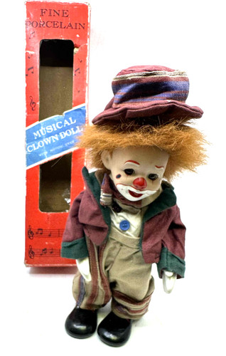 Musical porcelain clown doll - clown,