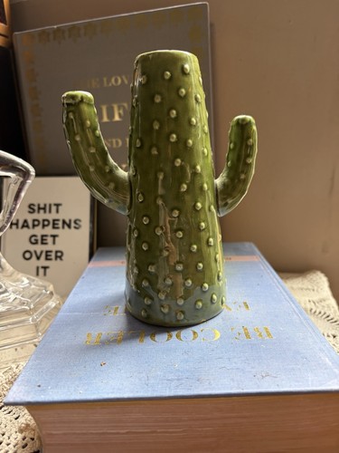 Vintage green ceramic cactus - green,